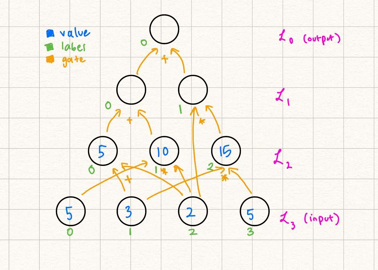 Diagram with input and next layer filled in